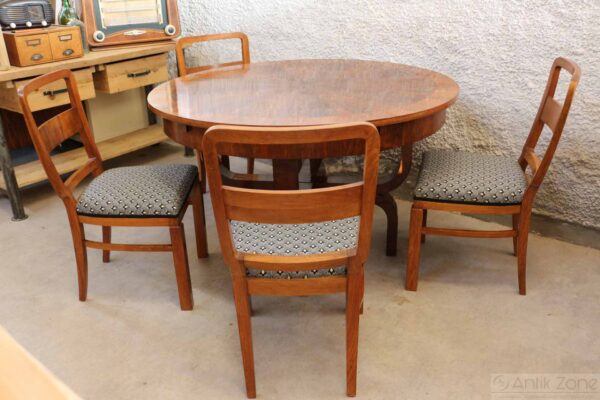 Art Deco Esstisch mit 4 Stühlen | ausziehbar – Bild 11