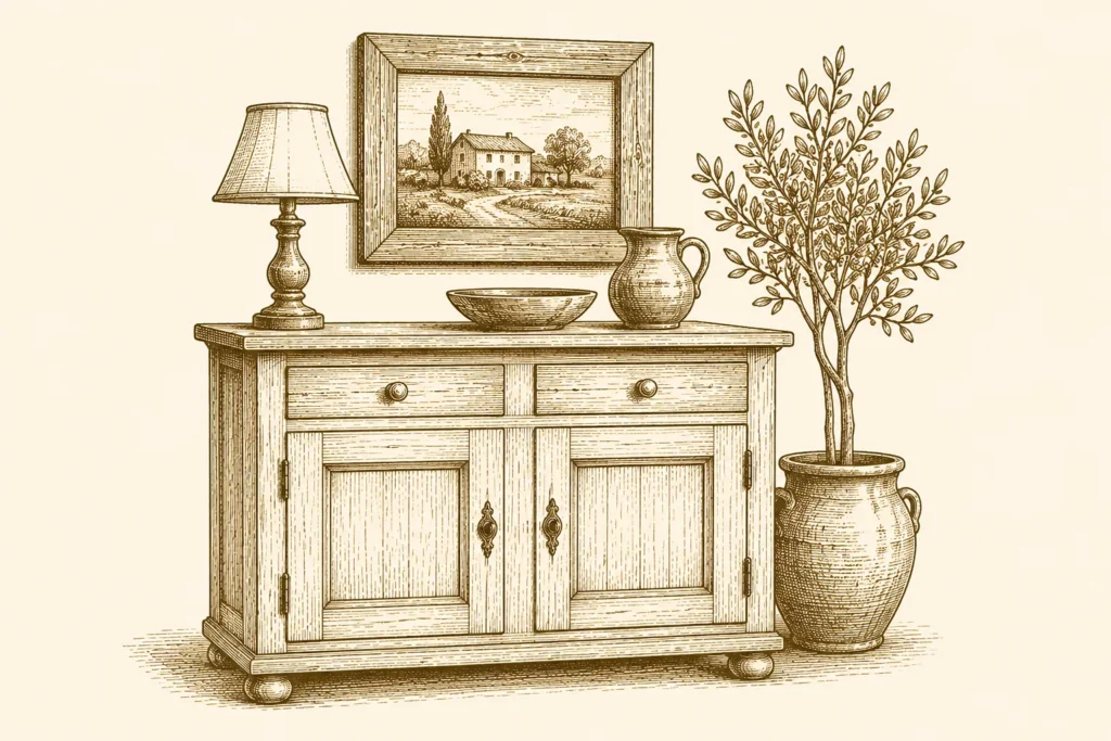 Rustikales Interieur mit Holzmöbeln